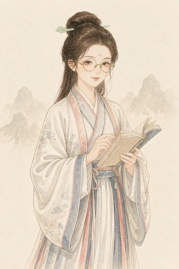 绘念的个人形象 IP：国风淡彩读书少女